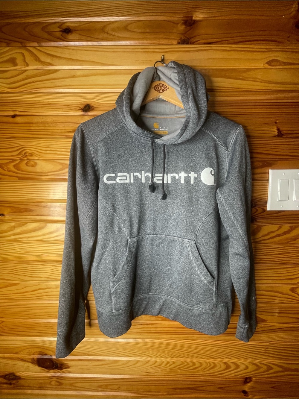 Carhartt women’s Heather Gray Logo Pullover Hoodie